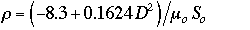 (REF = (-8.3 + 0.1624 * D * D) / (Uo * So))